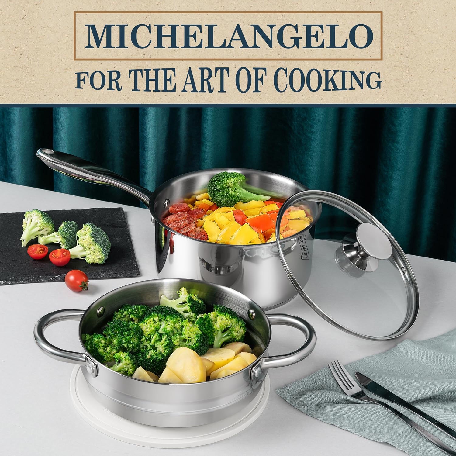 Michelangelo compact 3qt pan ideal for small kitchens and daily meals.