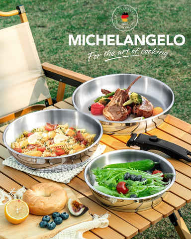 Michelangelo ergonomic heat-resistant handle provides secure grip during cooking