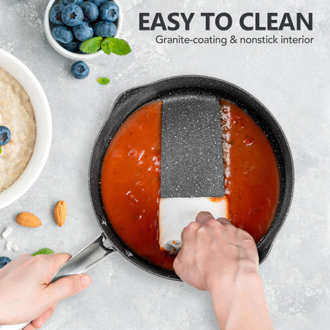 Michelangelo granite nonstick coating for easy food release and low-oil cooking.