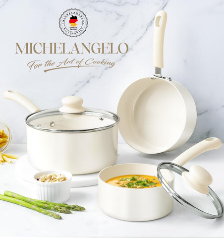 MICHELANGELO heat-resistant glass lid for easy monitoring of cooking.
