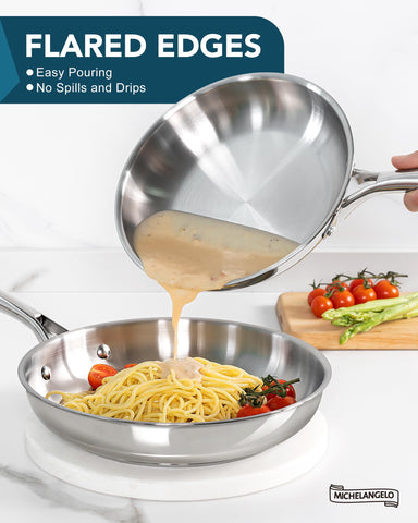 MICHELANGELO induction-ready stainless steel pan for modern stoves.