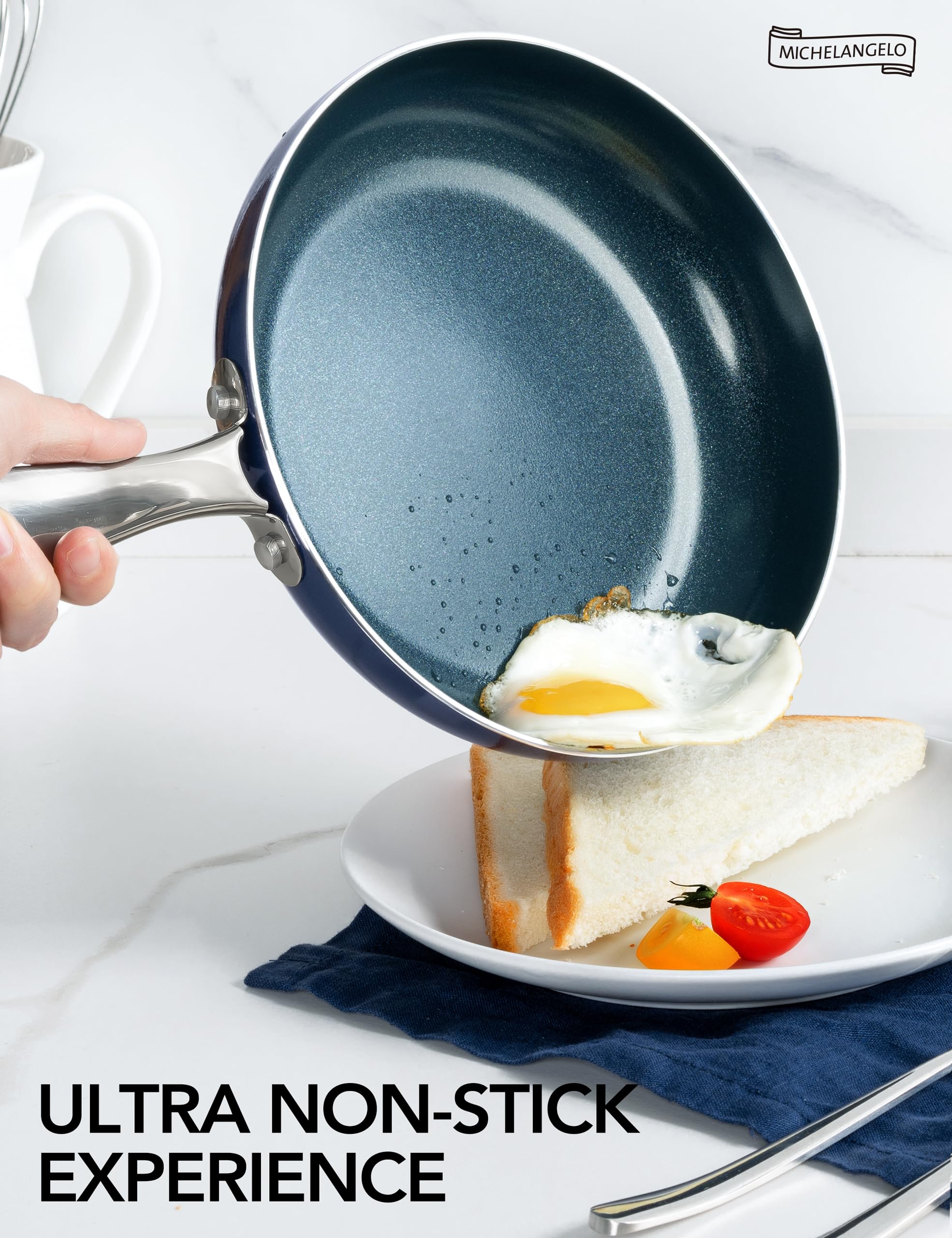 MICHELANGELO nonstick, diamond-infused coating promotes easy food release.