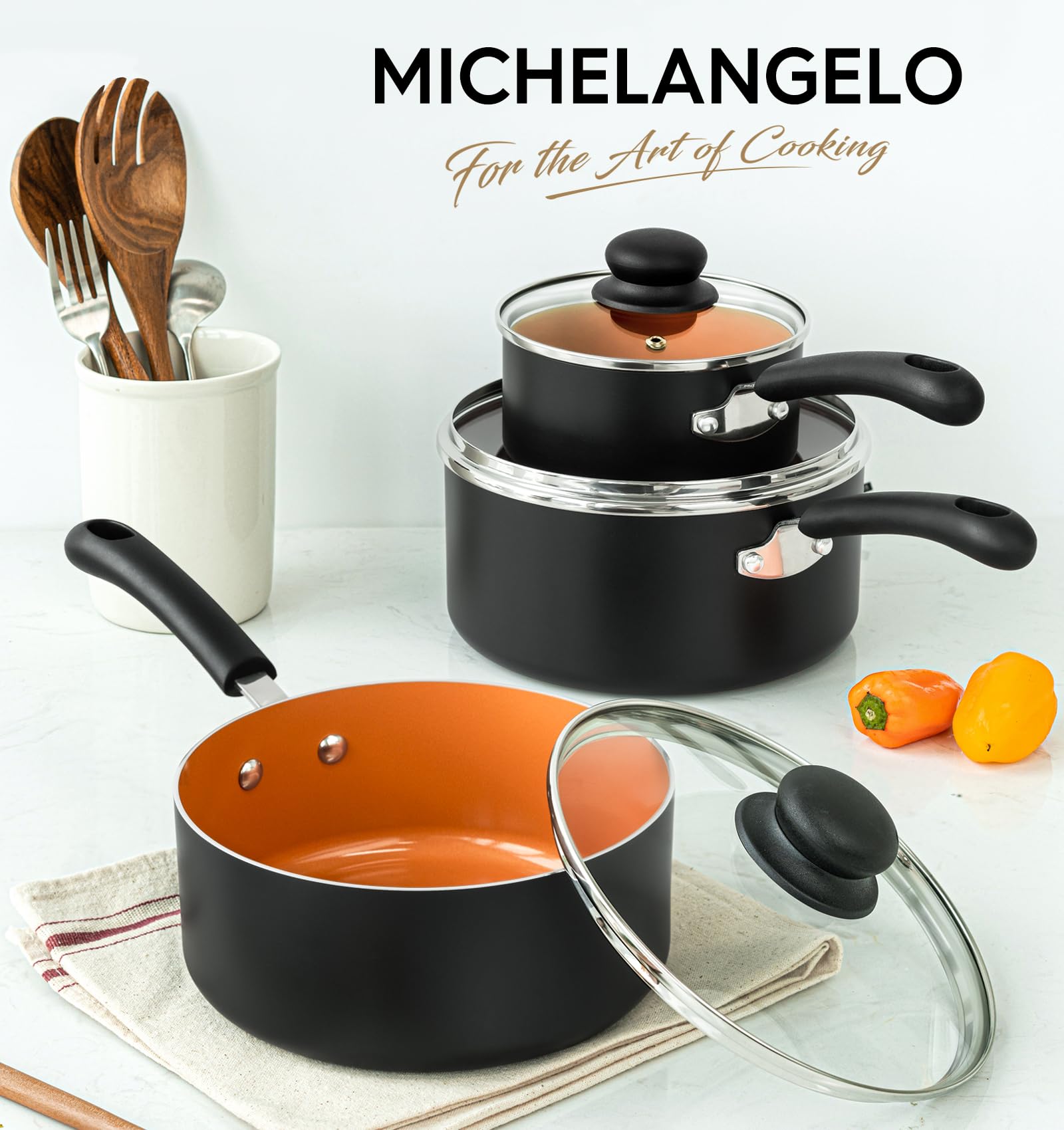 Michelangelo dishwasher-safe pans enable easy cleanup after cooking.