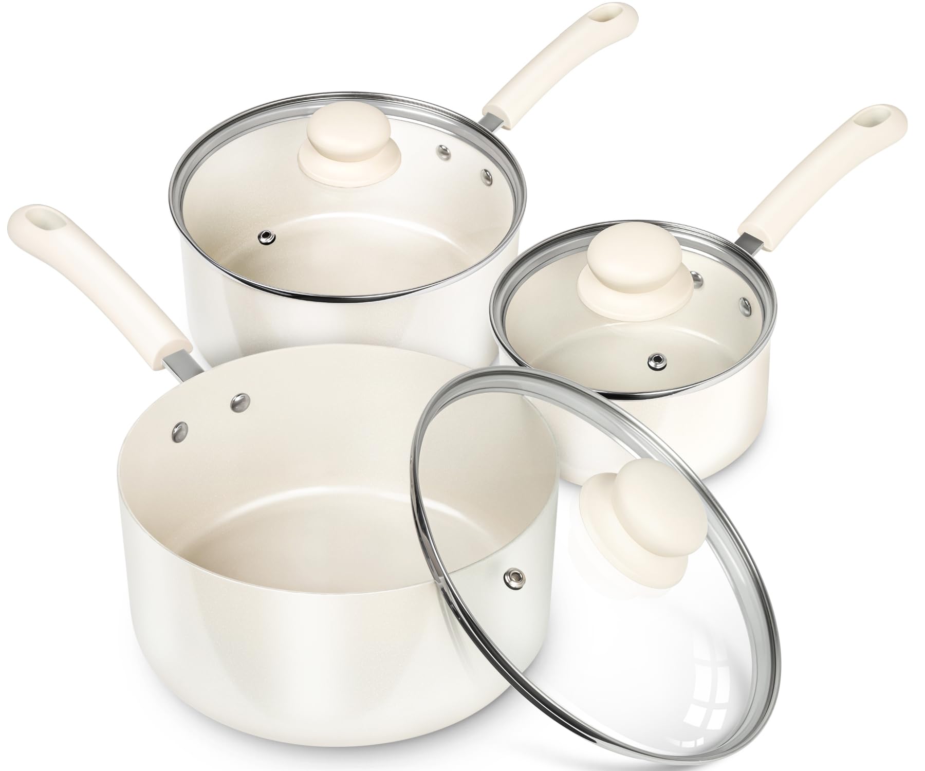 MICHELANGELO 1qt nonstick saucepan with lid for quick sauces and soups.