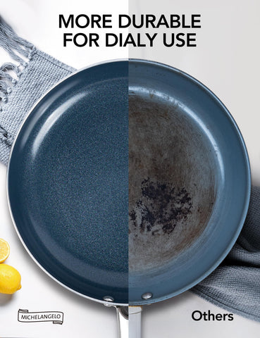 MICHELANGELO oven-safe up to 450°F for stovetop-to-oven transitions.