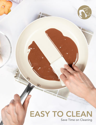 Michelangelo oven-safe pan with ergonomic handle for seamless stovetop to oven use