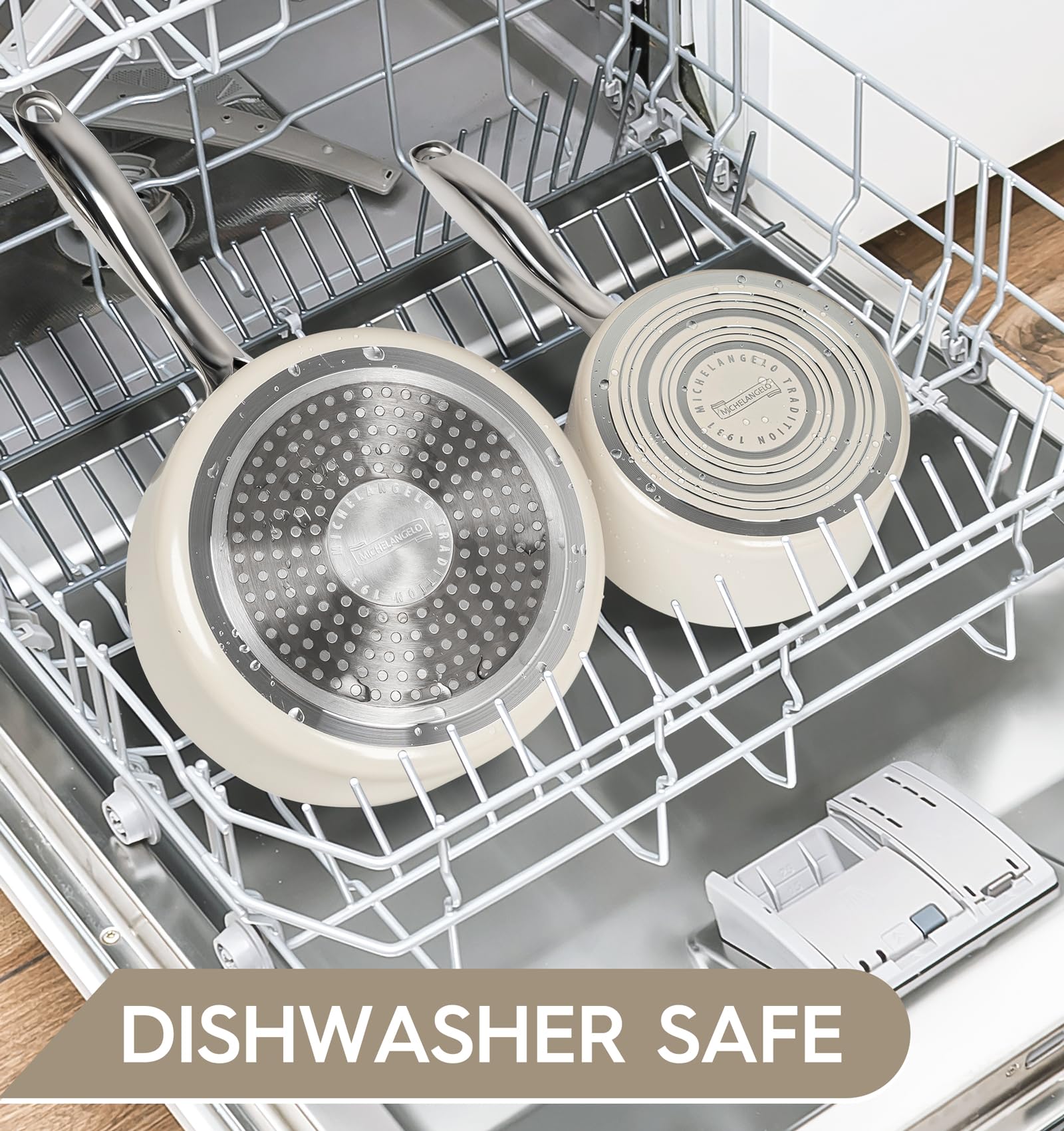 Michelangelo oven-safe saucepan up to 350°F offers versatile heating for delicate sauces