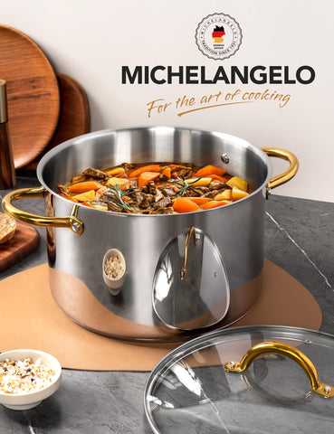 MICHELANGELO stock pot dishwasher safe for convenient cleaning after meals.