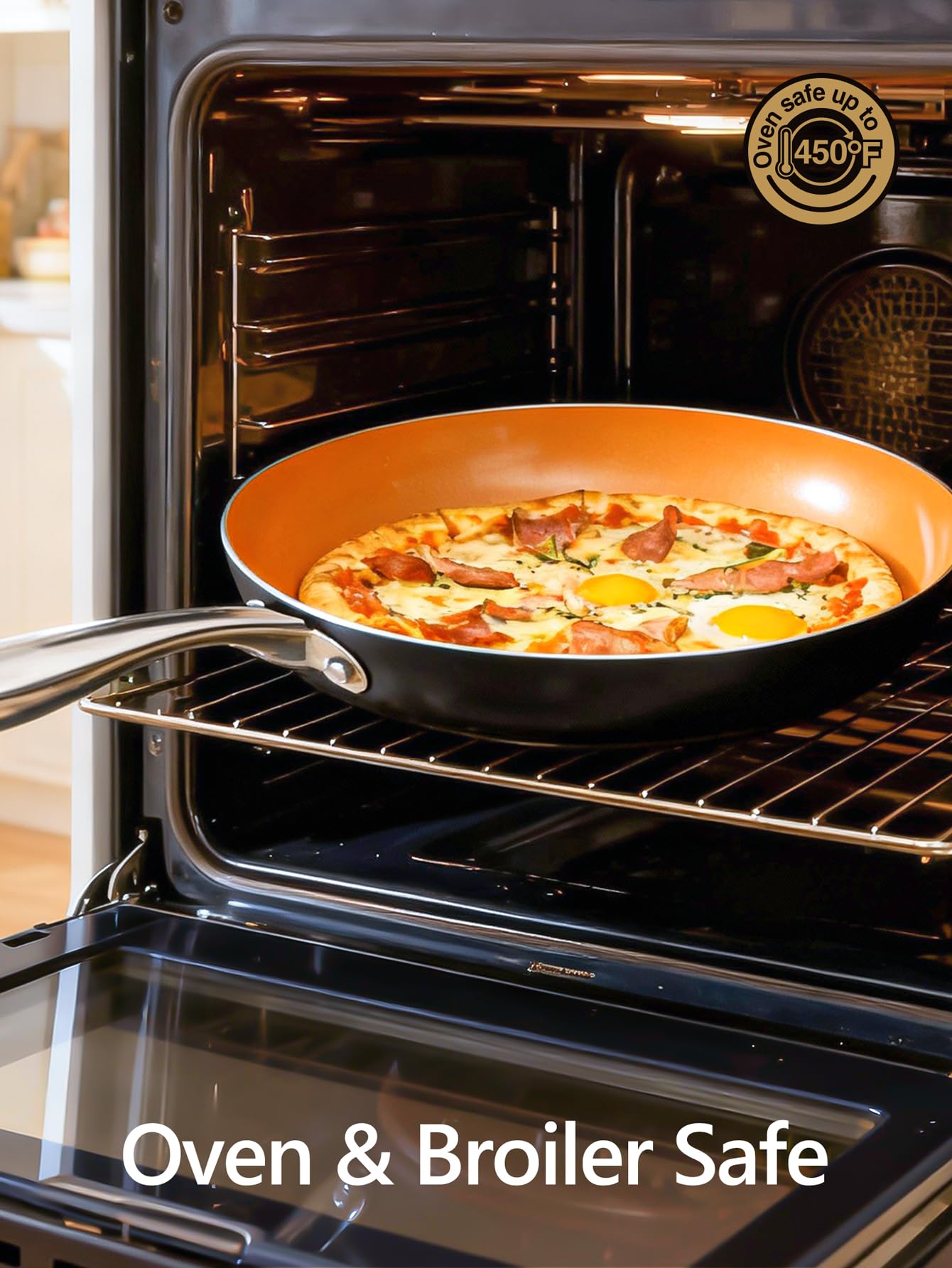 Pan on stove demonstrating even heat distribution across the surface.