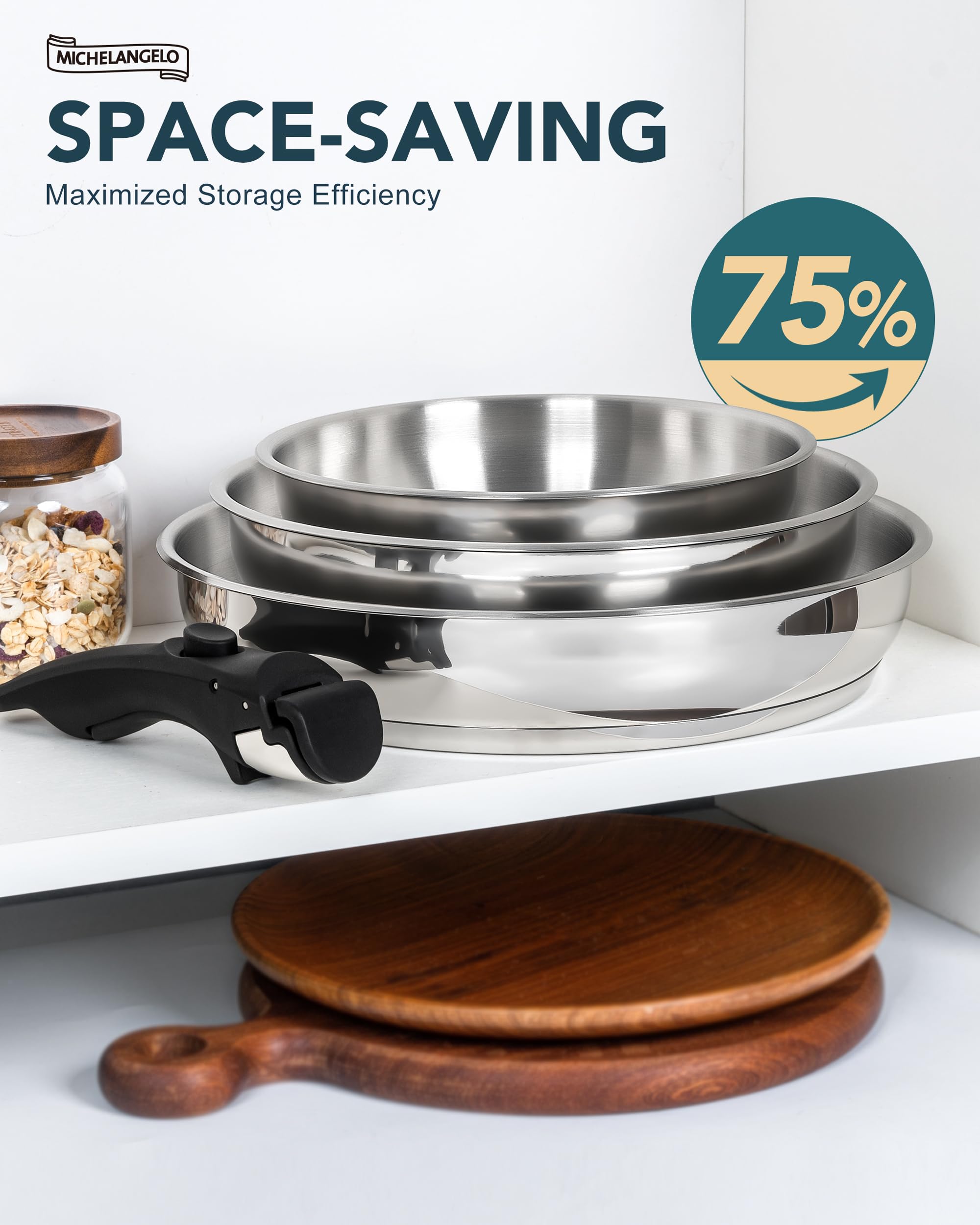 Michelangelo removable-handle 11-inch frying pan great for family-style cooking