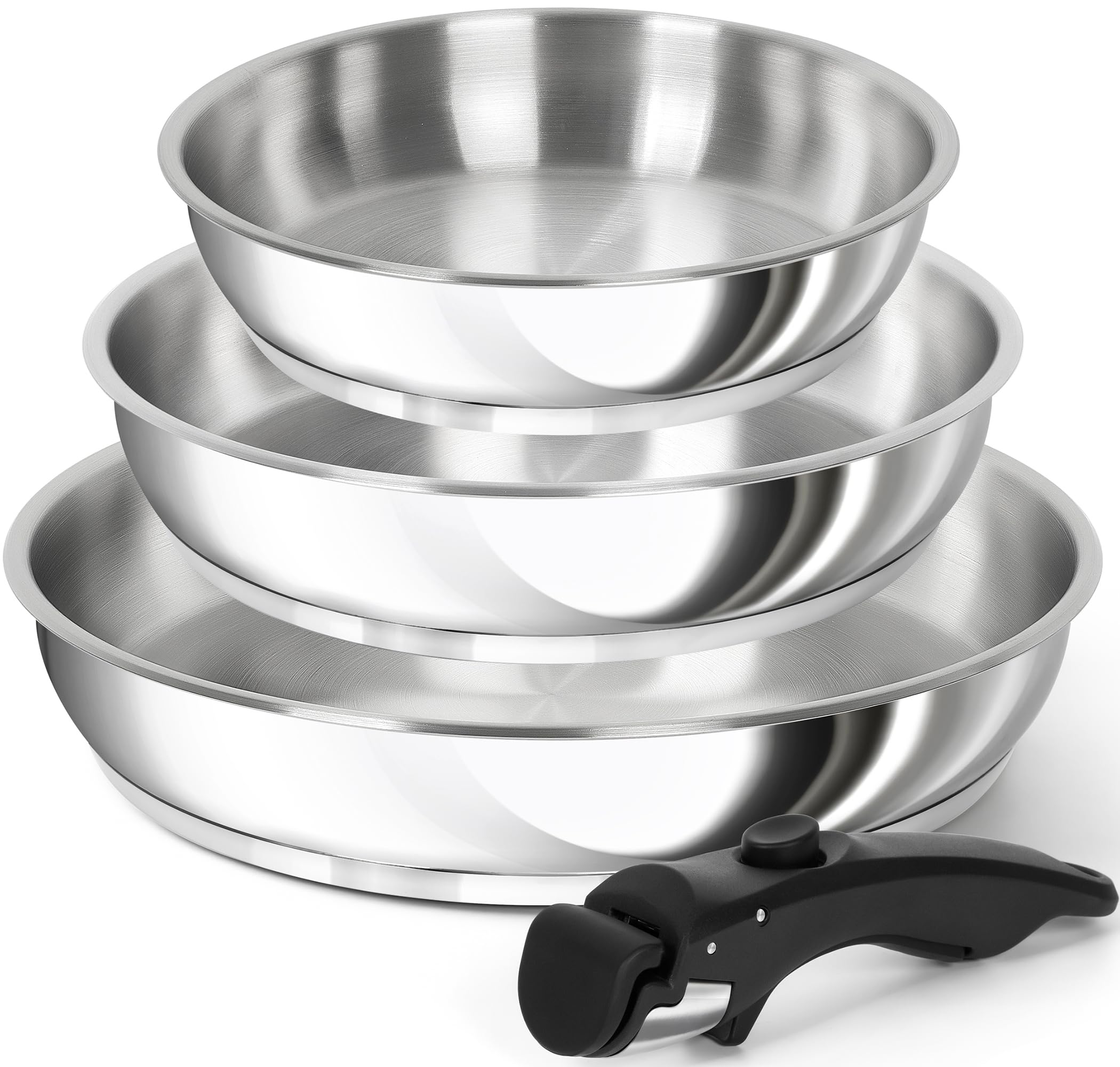 Michelangelo removable-handle 8-inch frying pan ideal for compact storage and quick meals