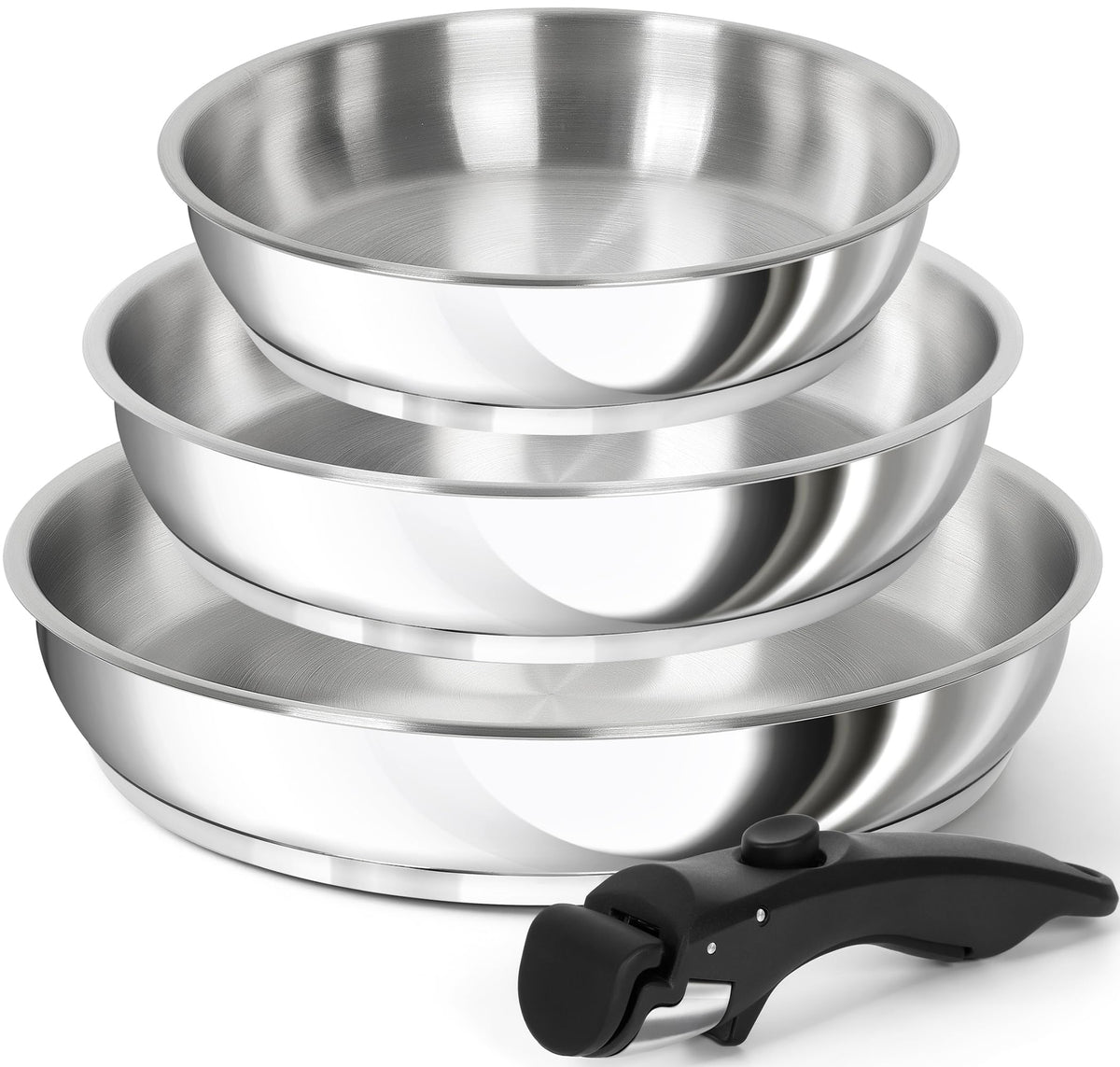 Michelangelo removable-handle 8-inch frying pan ideal for compact storage and quick meals