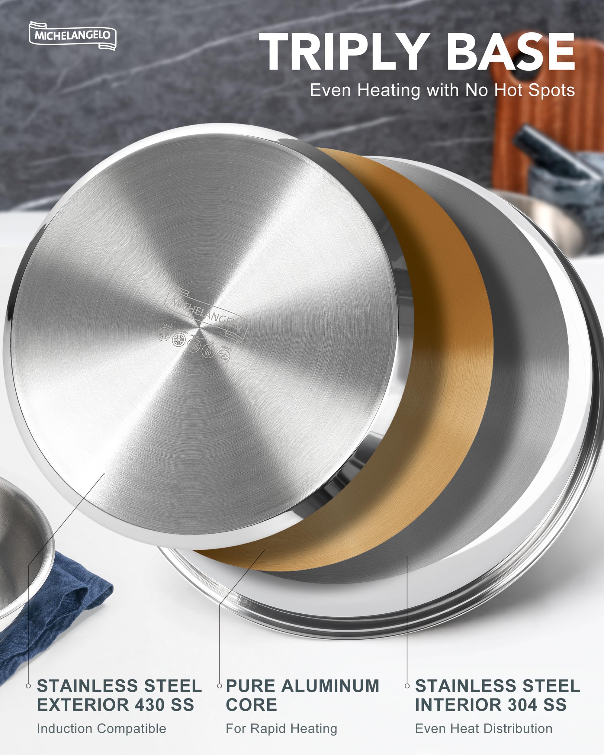 Michelangelo removable-handle 9.5-inch frying pan versatile for mid-size recipes