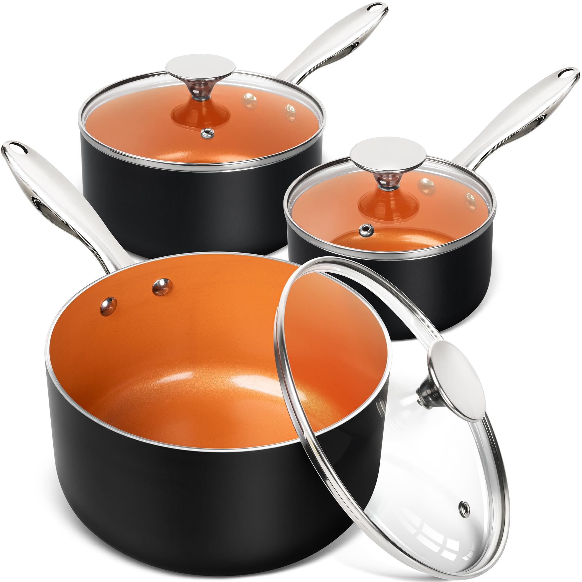 MICHELANGELO 1qt saucepan with lid for quick sauces and reheating.