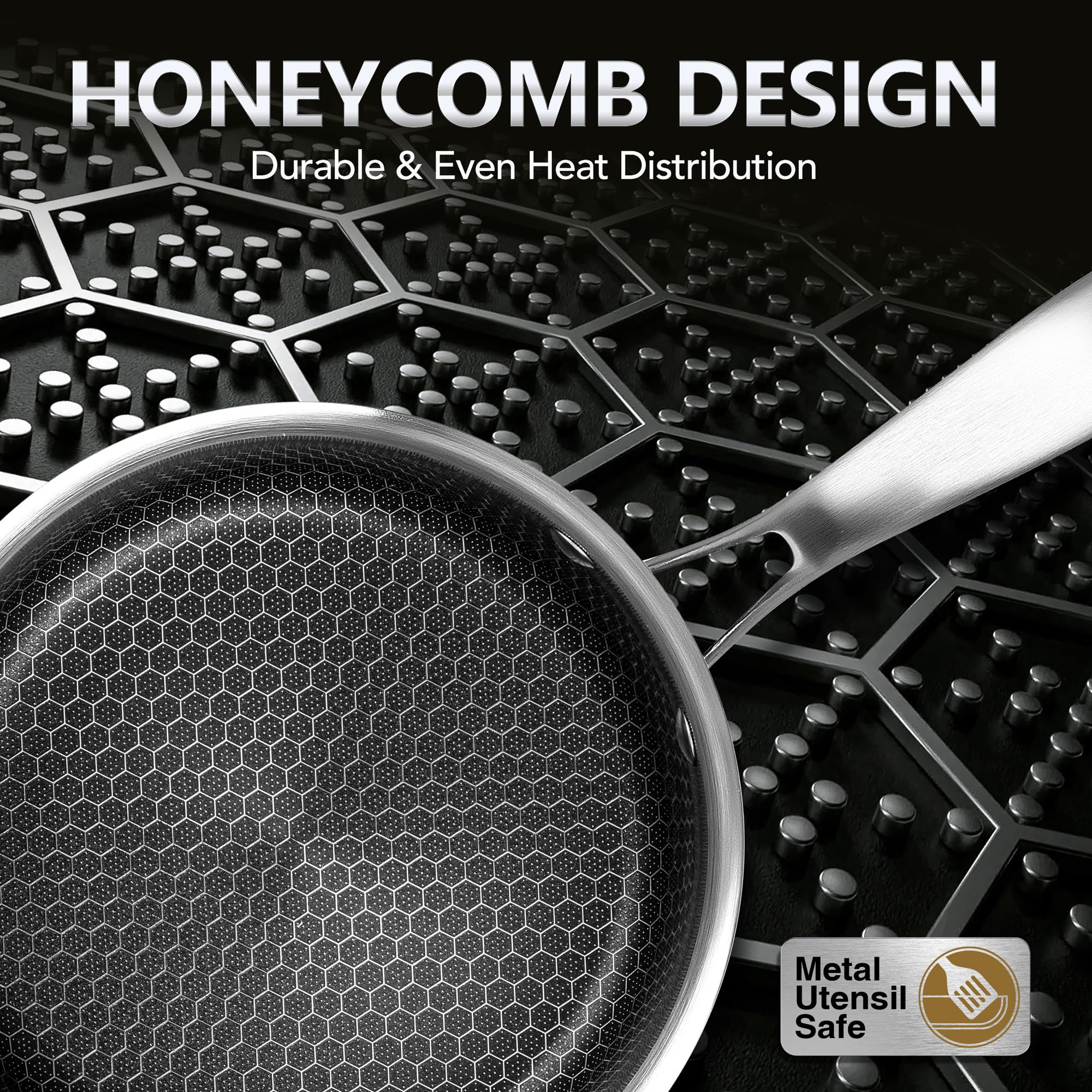 MICHELANGELO 2qt saucepan with honeycomb interior for even heating.
