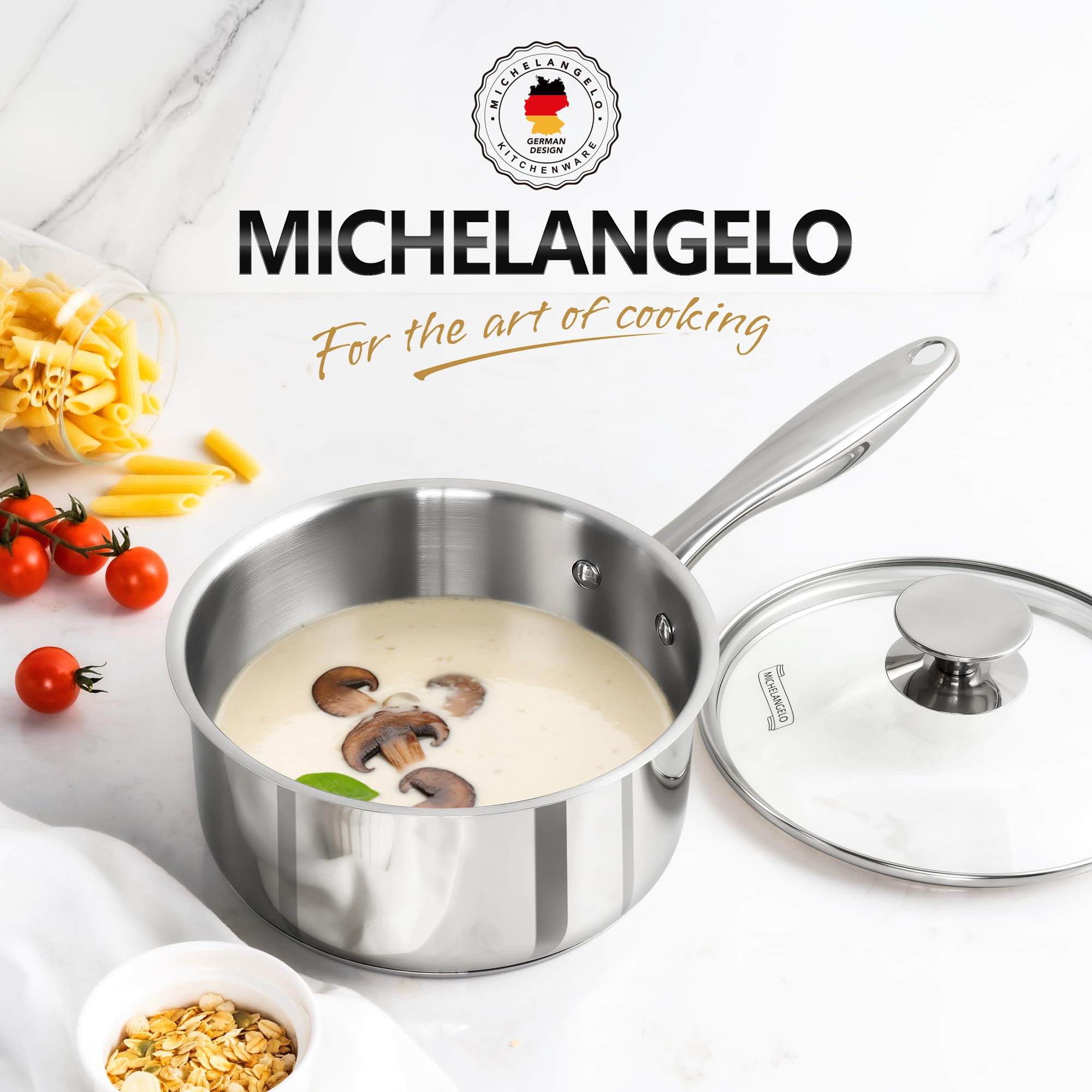 Michelangelo saucepan is dishwasher-safe for easy cleanup after cooking