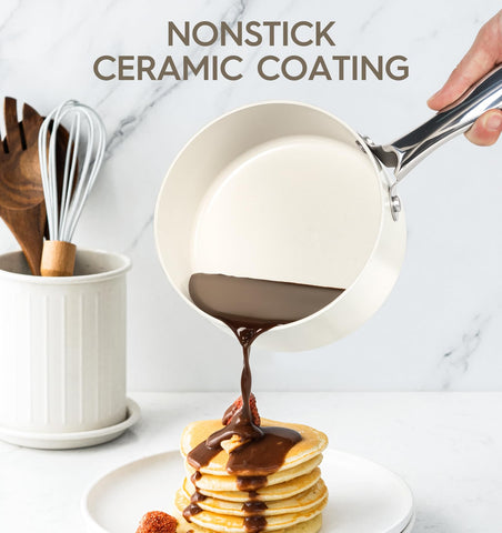 Michelangelo saucepot ergonomic handle ensures comfortable control during simmering and pouring