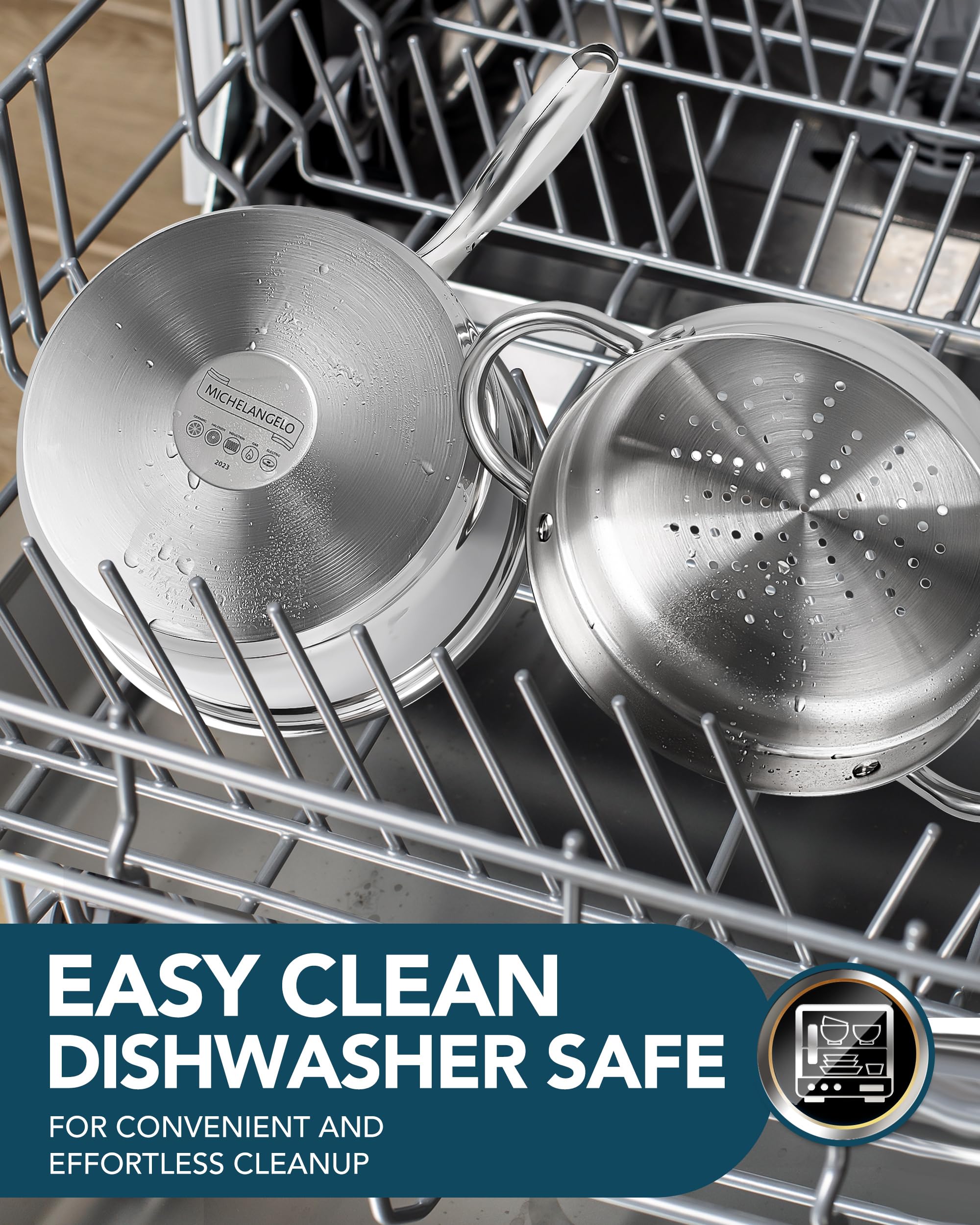 Michelangelo induction-compatible saucepan base for versatile stovetops