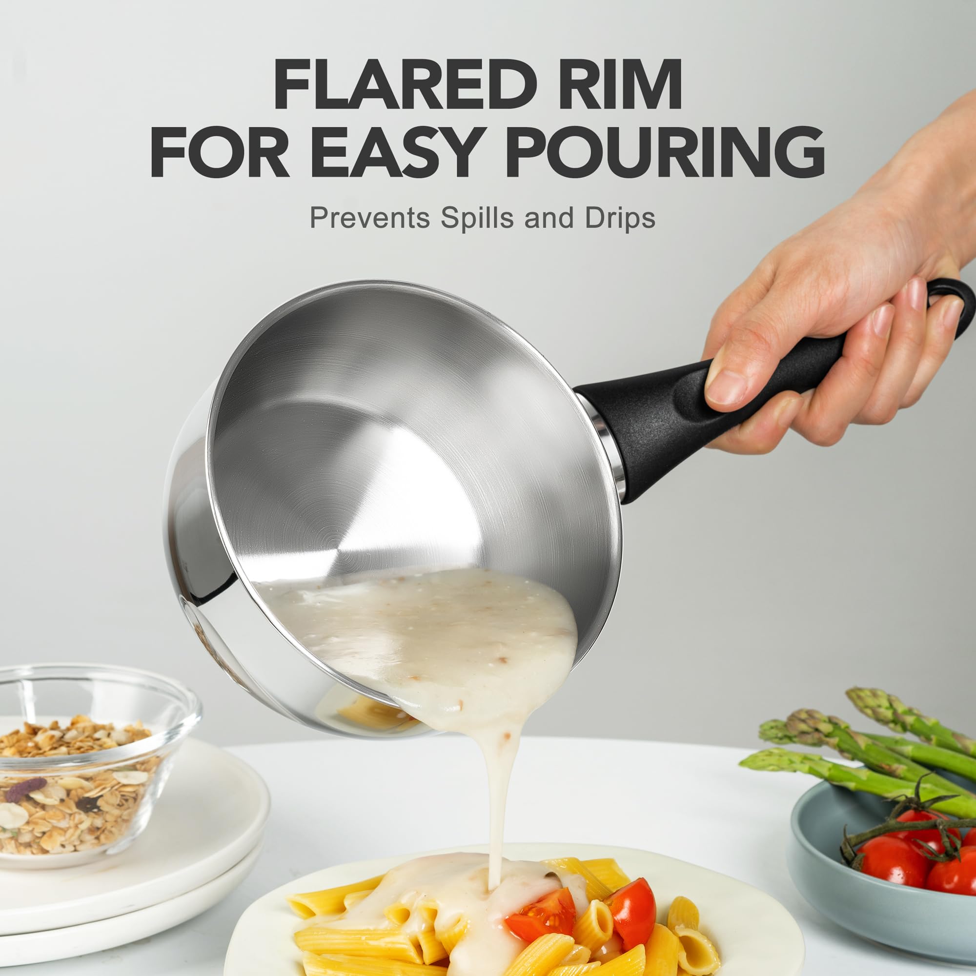 Michelangelo oven-safe saucepan suitable for stovetops and finishing in the oven