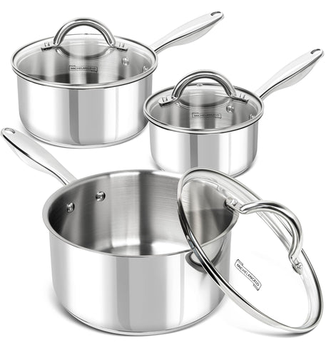 Michelangelo saucepan set 1qt with glass lid for easy monitoring