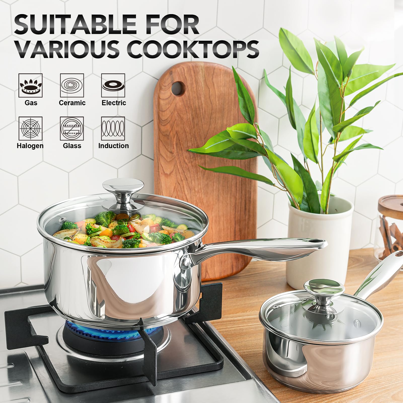 Michelangelo saucepan flavor-lock-lid keeps aromas rich during simmering