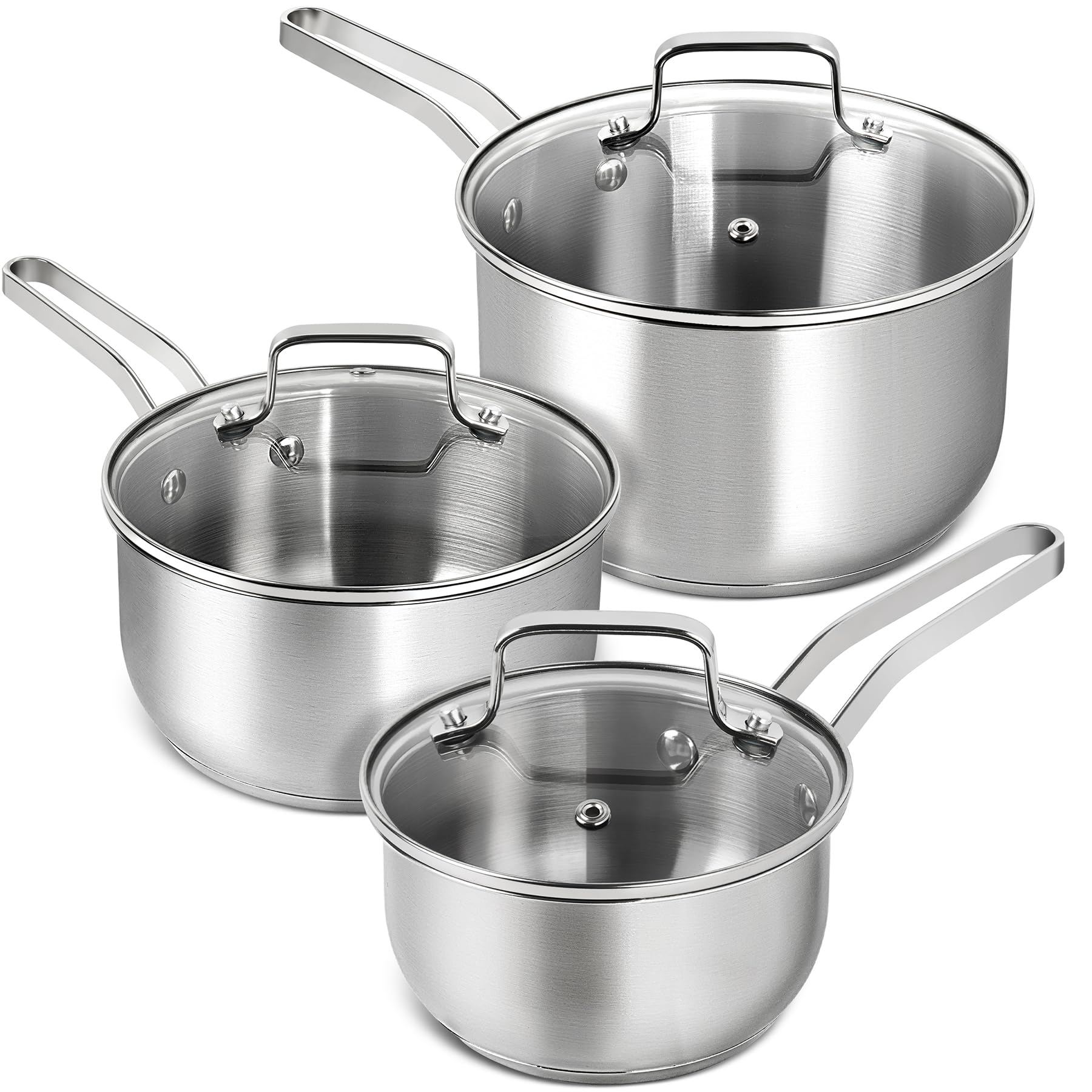 MICHELANGELO 1QT stainless steel pot with lid for precise small-batch cooking.
