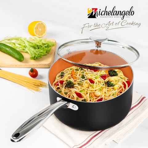 Michelangelo steam-vented glass lid lets you monitor simmering sauces