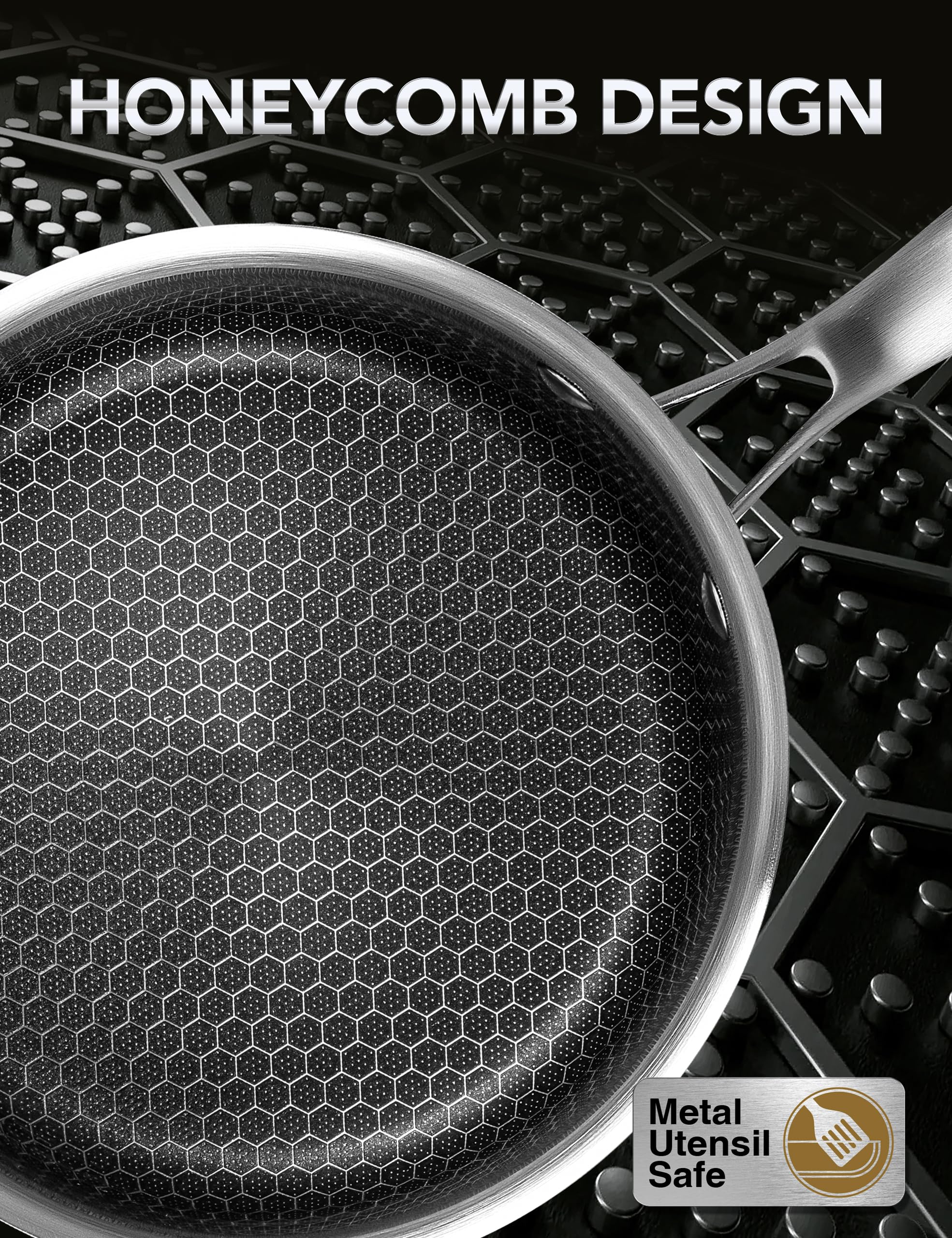 MICHELANGELO tempered glass lid with steam vent for easy viewing.