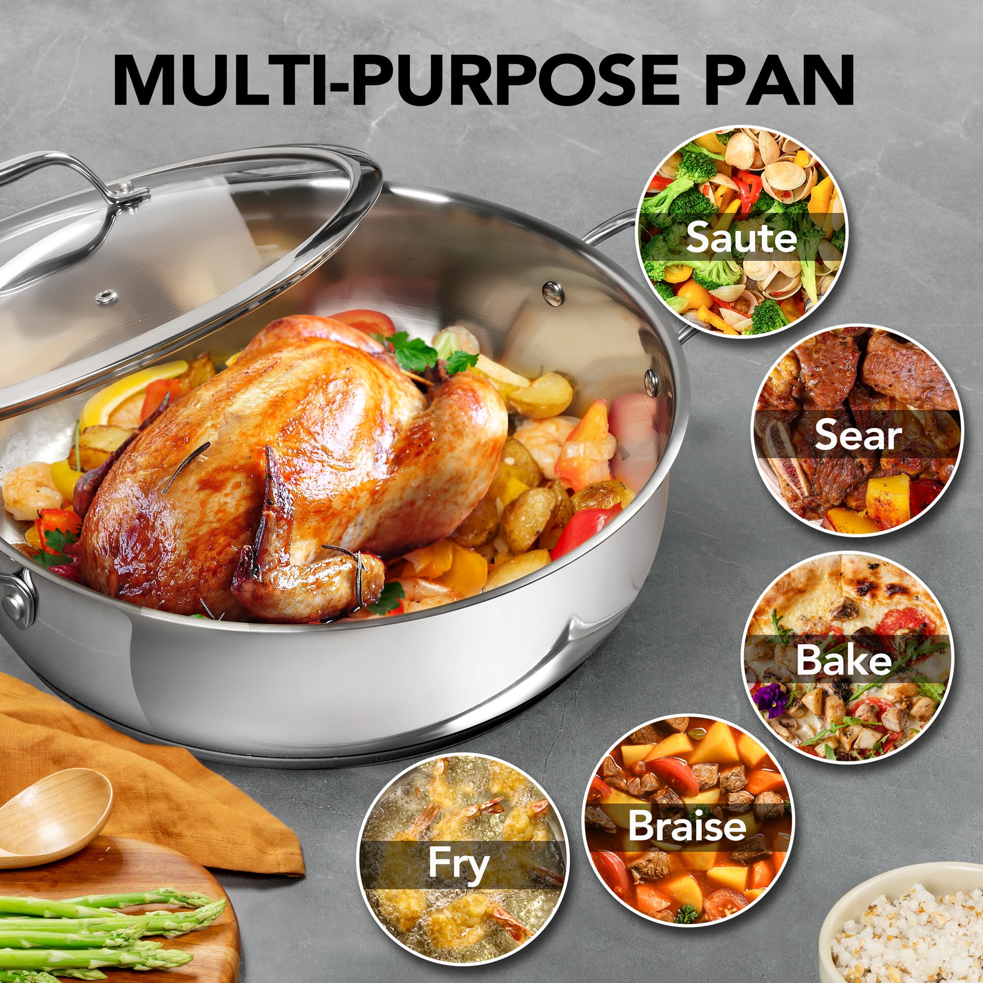 Michelangelo tri-ply base delivers fast, even heat