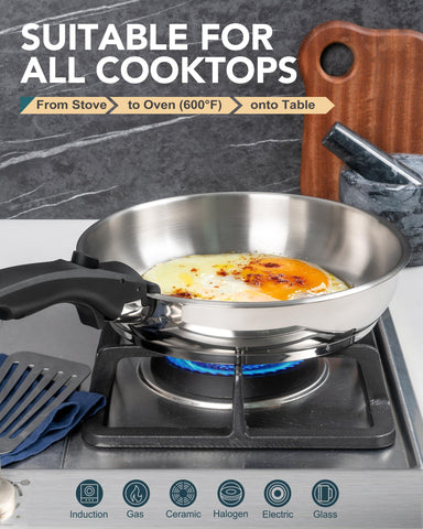 Michelangelo triply-base 8-inch pan delivers even heat and durability