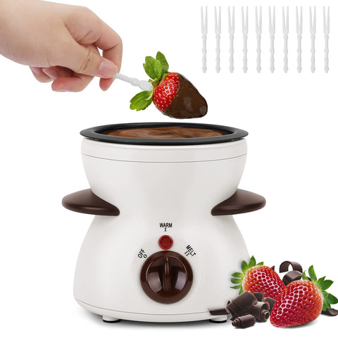 Micnaron chocolate fondue pot fully assembled on a table for dipping