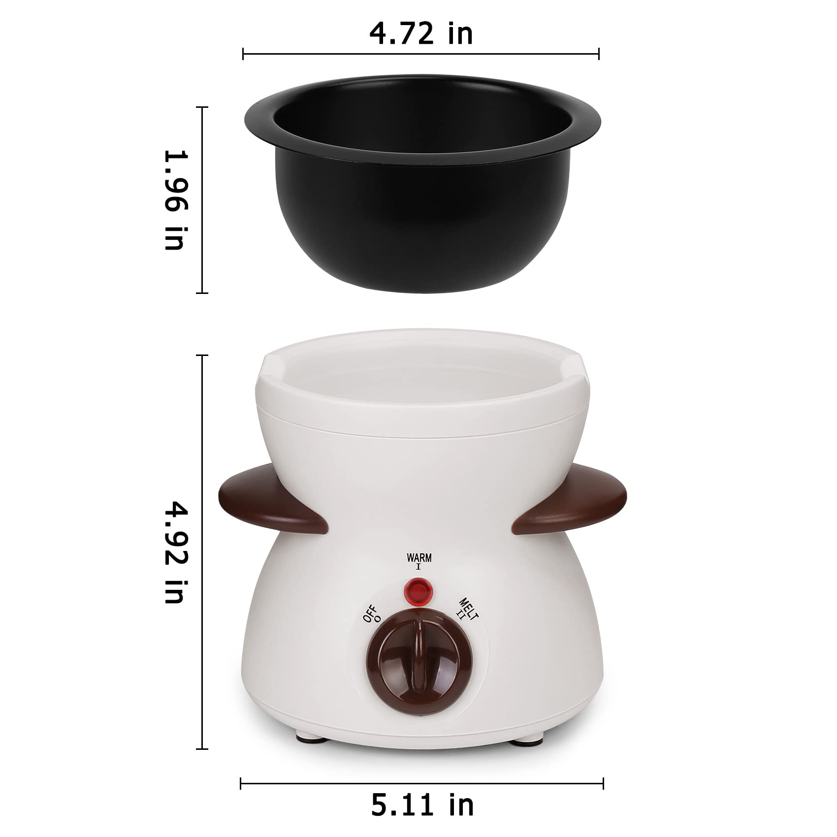 Micnaron mini chocolate melting pot base showing compact design for home use
