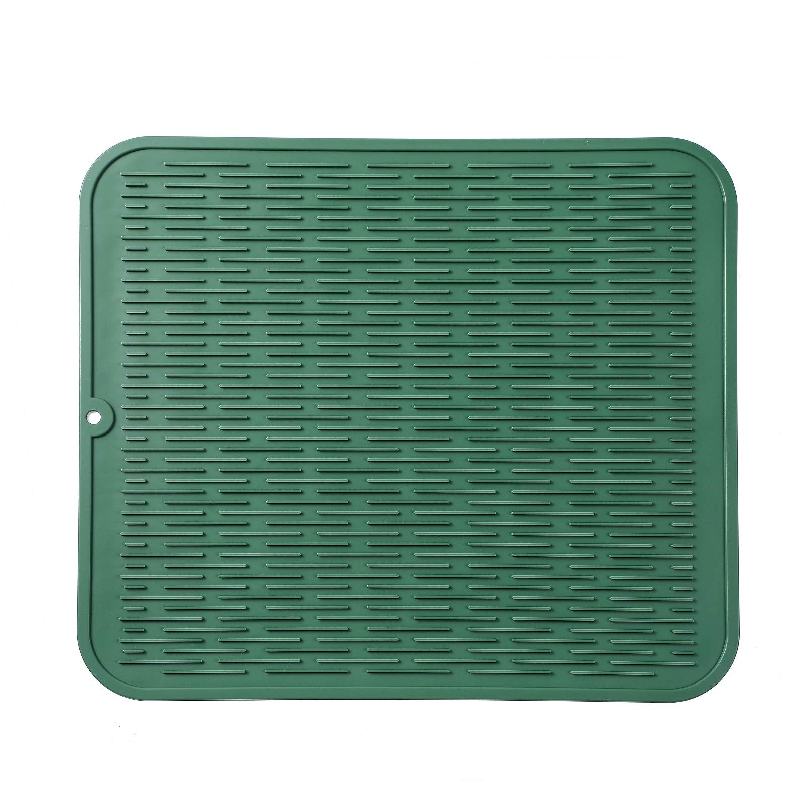 MicoYang silicone dish drying mat on countertop keeps dishes organized and speeds drying.