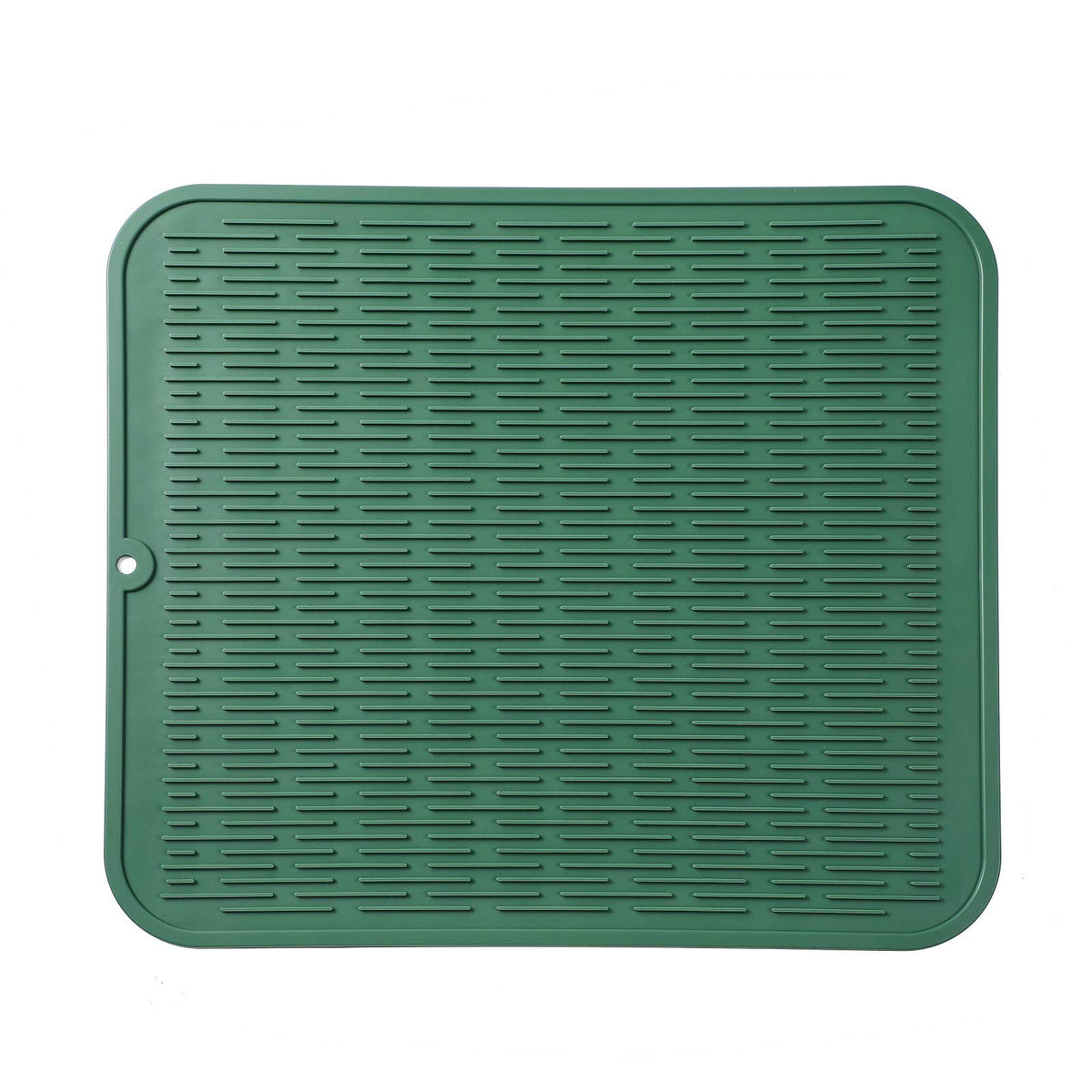 MicoYang silicone dish drying mat on countertop keeps dishes organized and speeds drying.