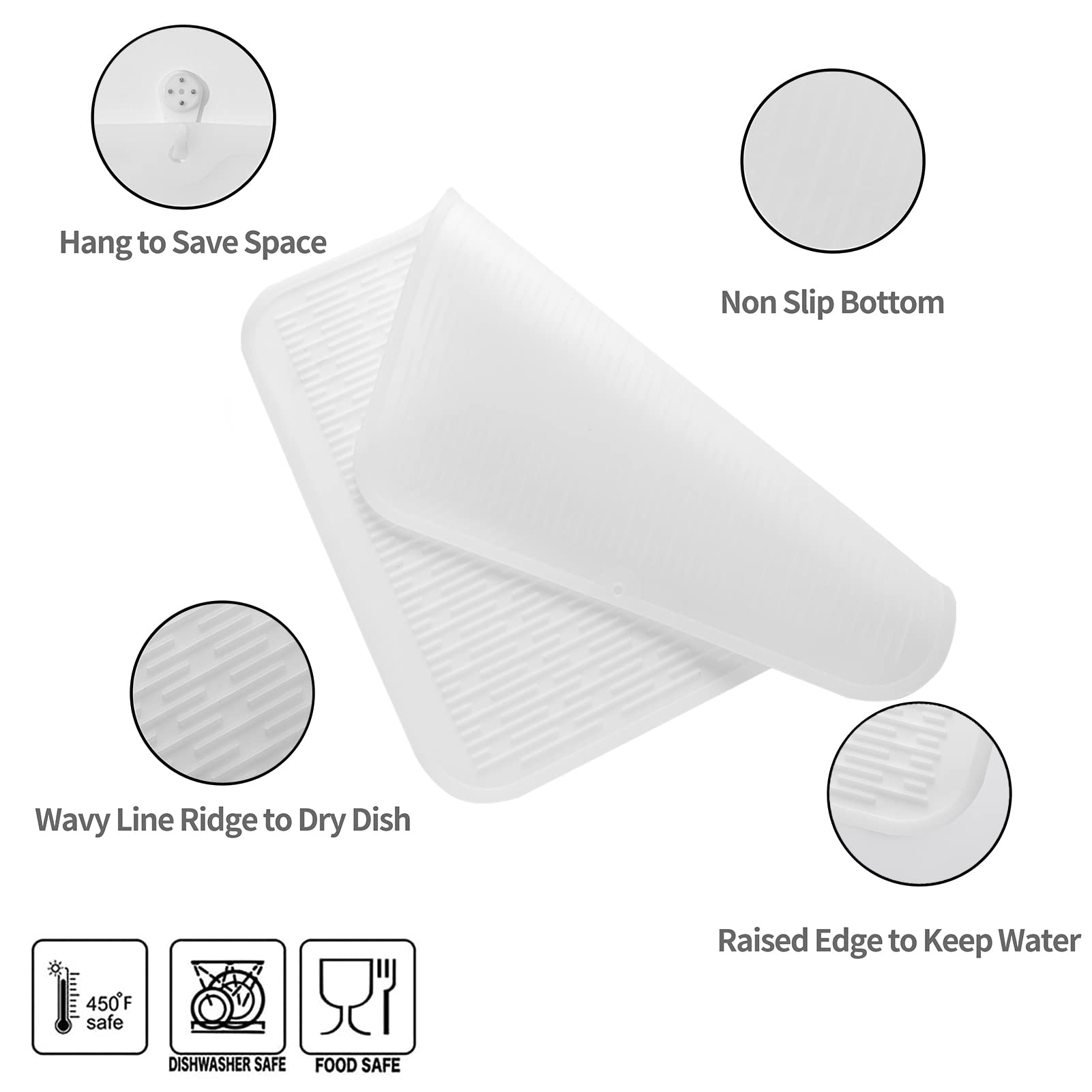 MicoYang silicone dish drying mat as refrigerator/drawer liner for clean, orderly storage.