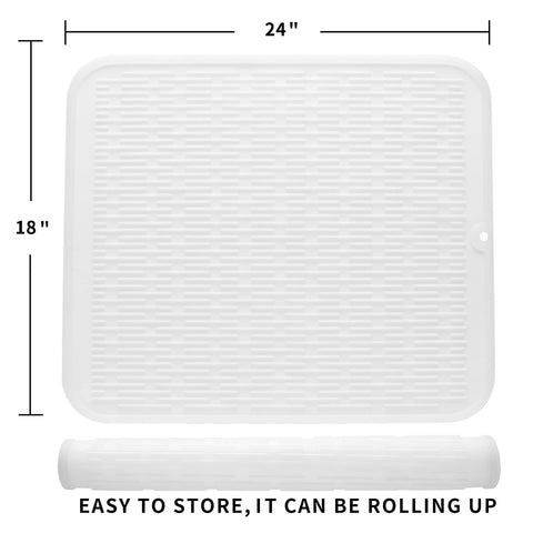 MicoYang silicone dish drying mat used as a sink protector for drips and organization.