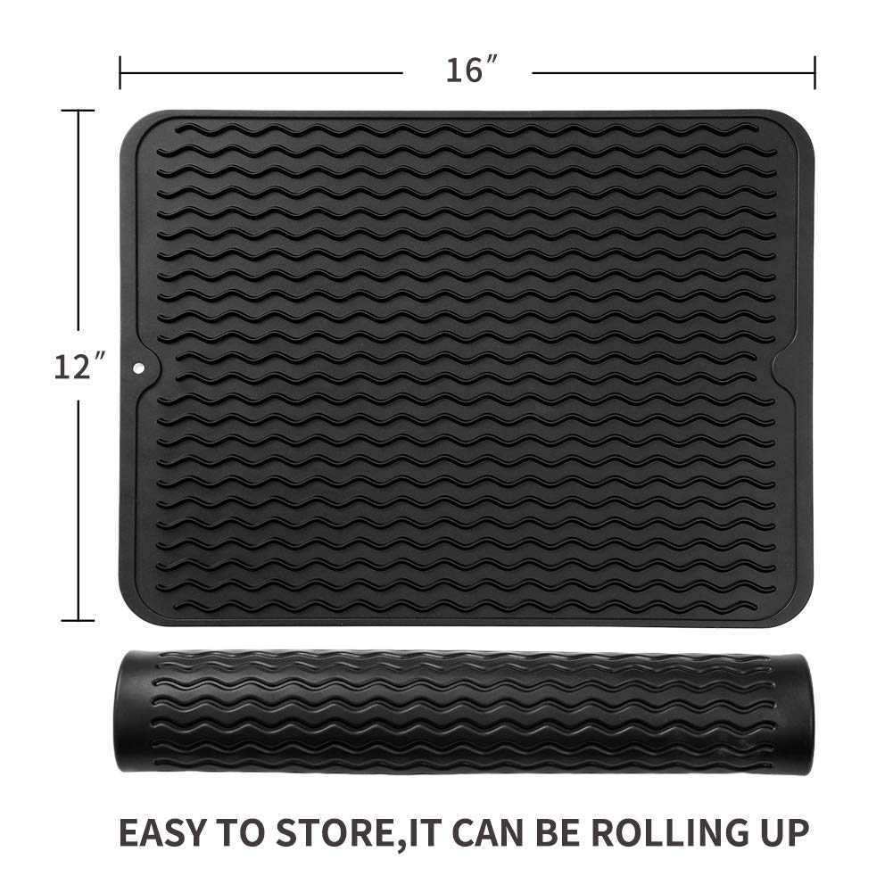 MicoYang silicone drying mat beside sink, catching drips and preventing slips.