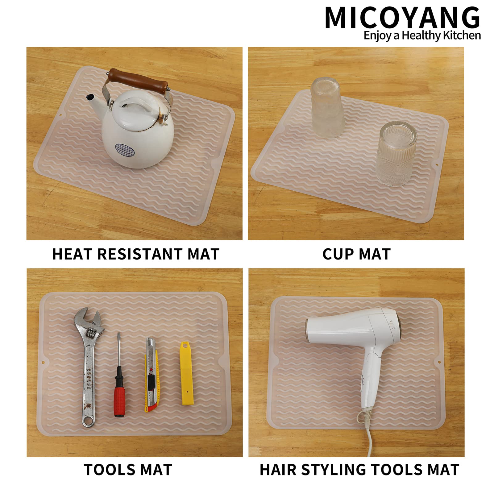 MicoYang silicone drying mat used as a drawer liner for easy wipe clean storage