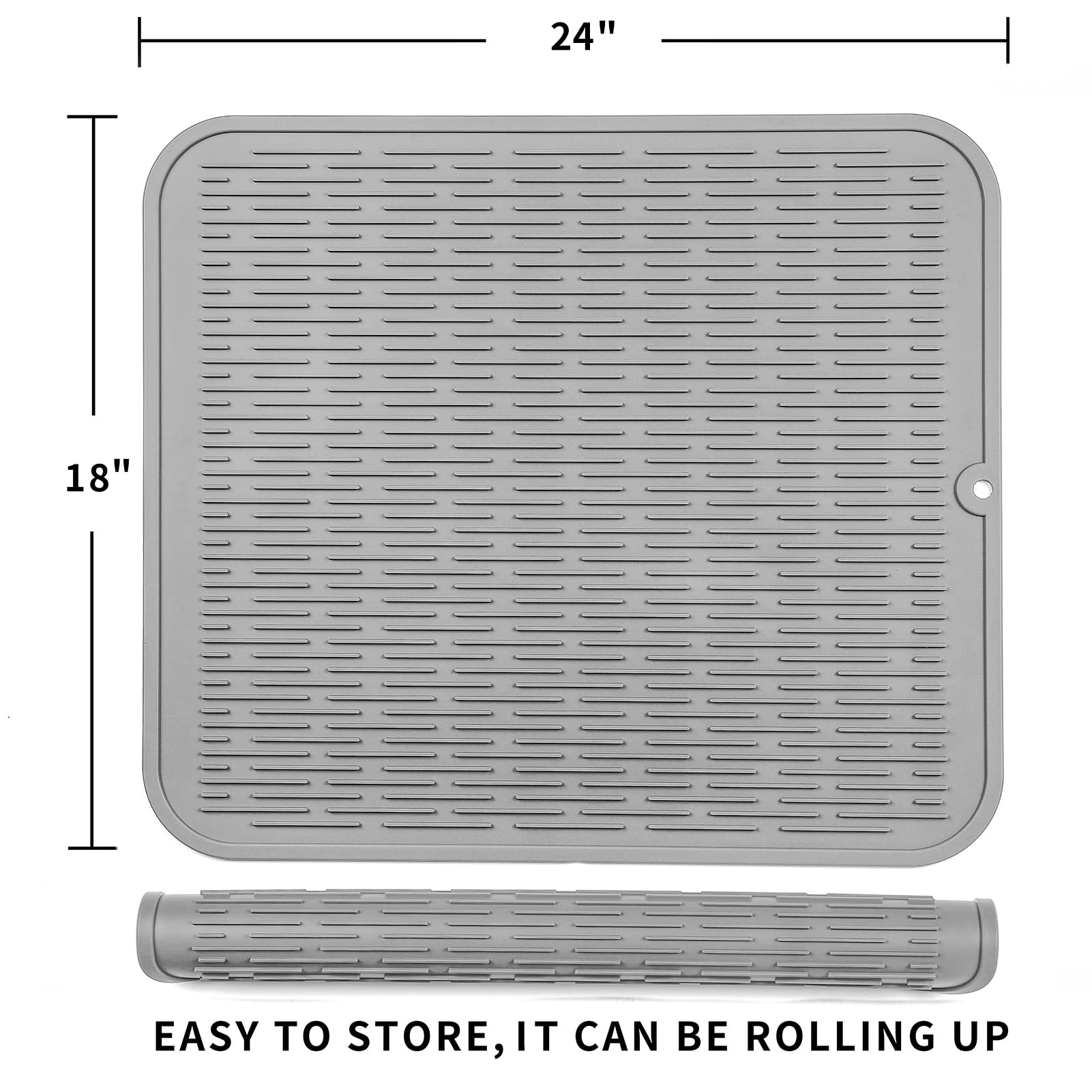 MicoYang silicone drying mat on kitchen counter beside sink for air drying