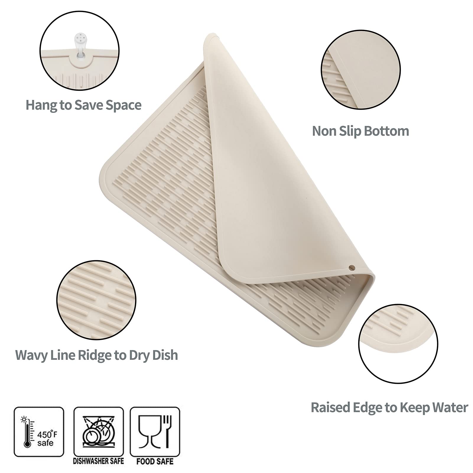 MicoYang silicone drying mat under hot dishes on the counter