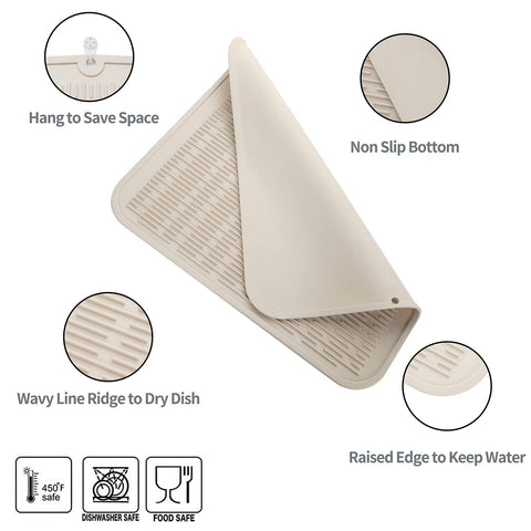 MicoYang silicone drying mat under hot dishes on the counter