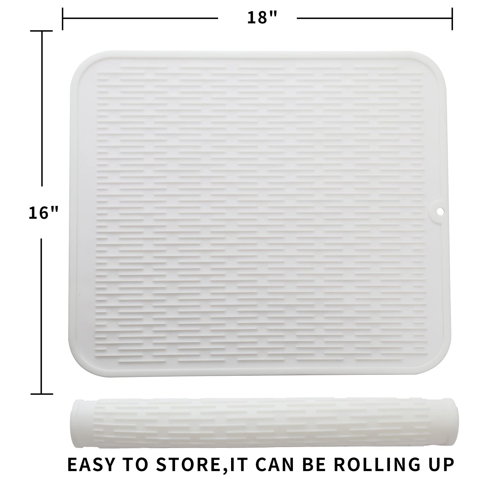 Rolled MicoYang mat saves space and simplifies storage in small kitchens
