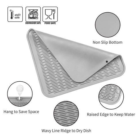 MicoYang silicone drying mat absorbing water on sink edge after washing