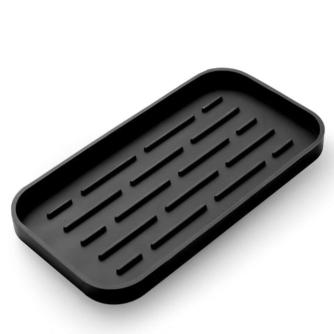 MicoYang silicone kitchen sink organizer tray, back view, keeps utensils and sponges neatly arranged on the counter.