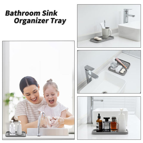 MicoYang raised-edge grey tray prevents spills and maintains a tidy workspace