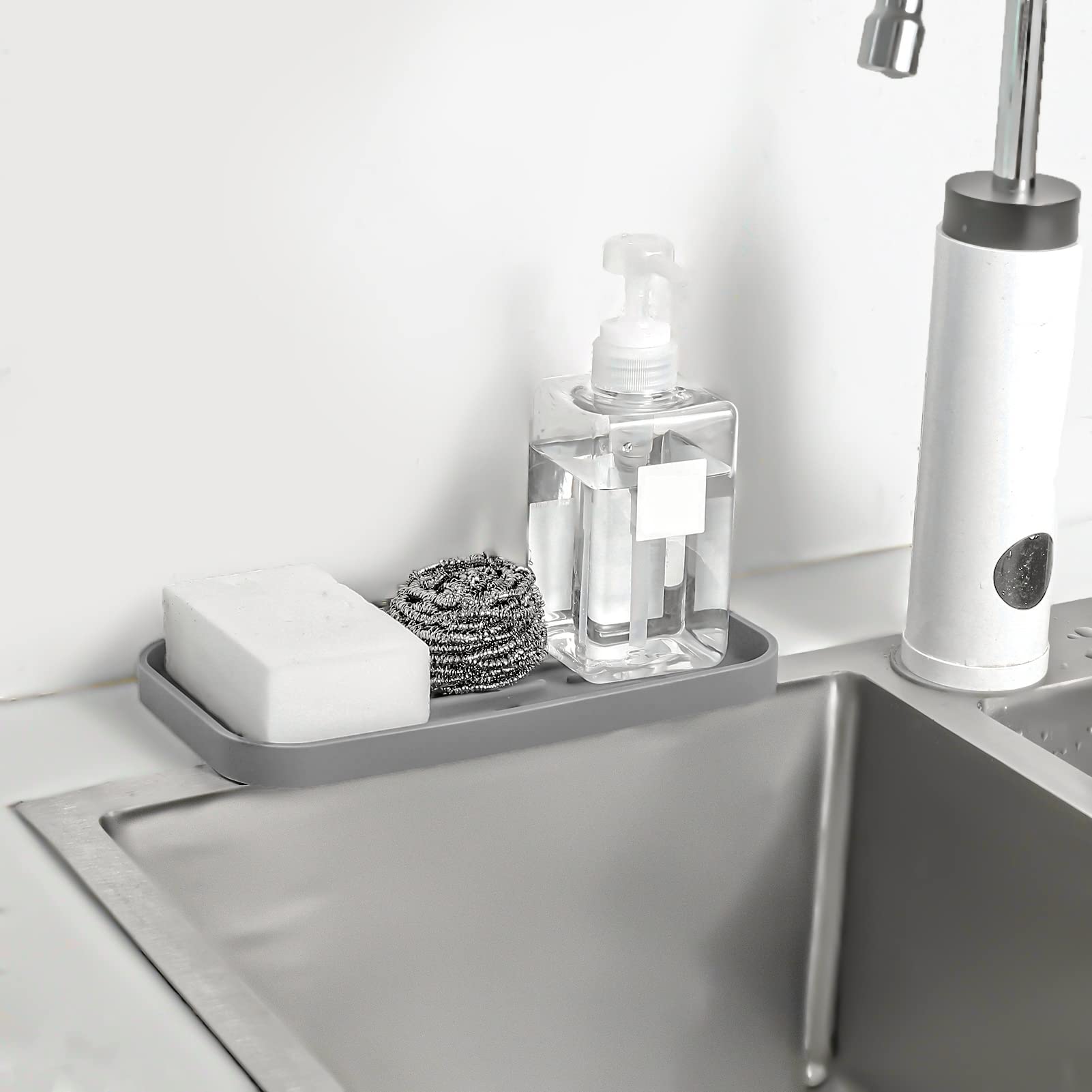 MicoYang silicone tray doubles as plant or cup organizer on sinks