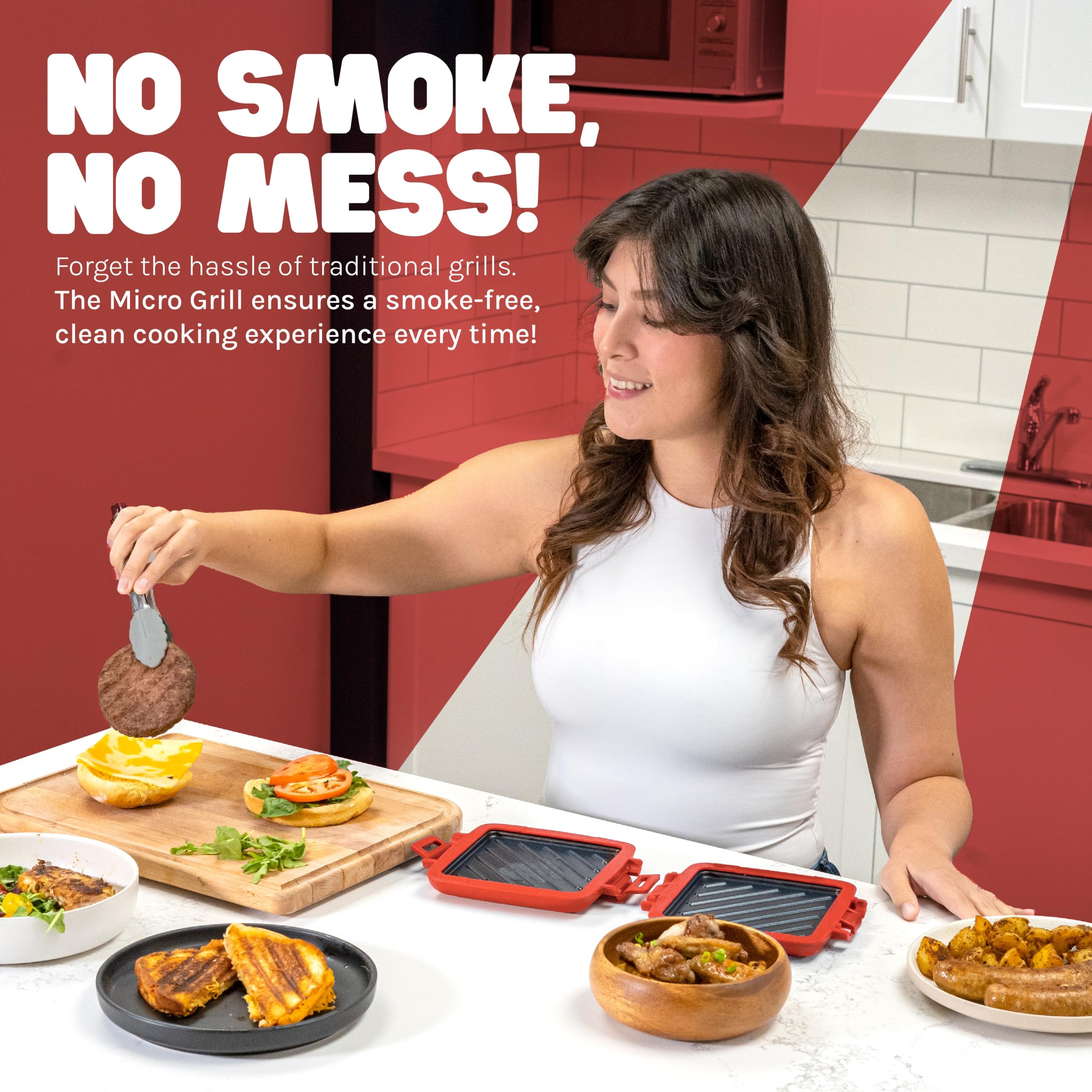 Micro Grill non-stick surface ensures easy cooking and cleanup.