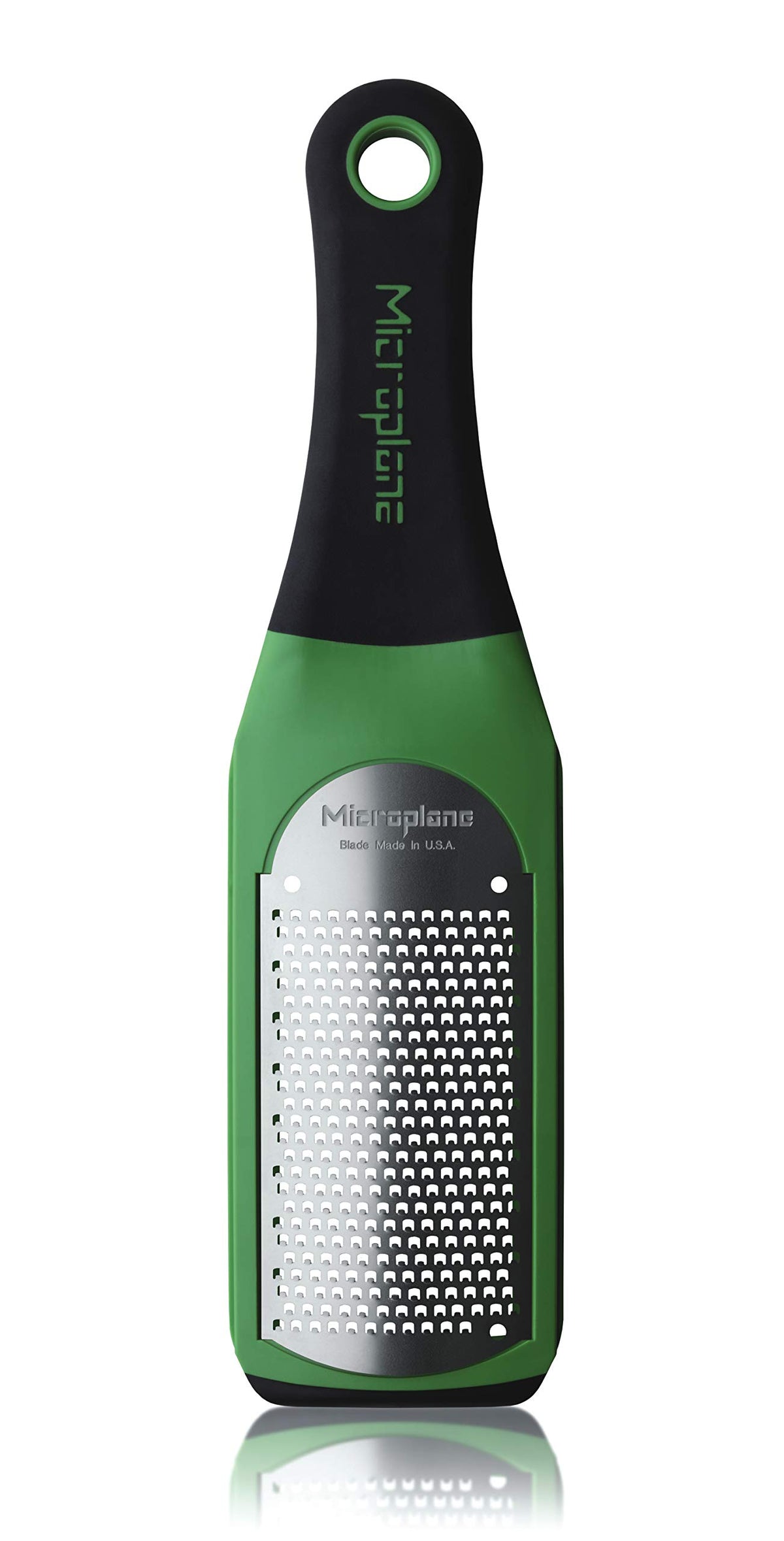 Microplane Artisan Parmesan Grater with fine green blade and handle for delicate cheese snow