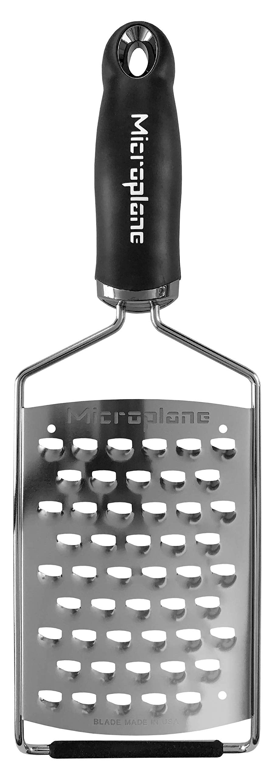 Microplane Gourmet Ultra Coarse Grater non-slip base keeps grater steady on the counter.