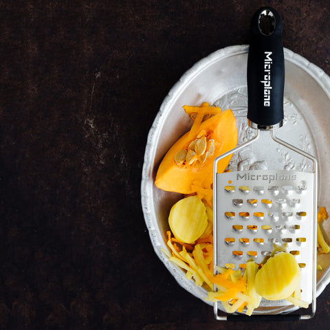Microplane Gourmet Ultra Coarse Grater ideal for shredding potatoes into hash browns or slaws.